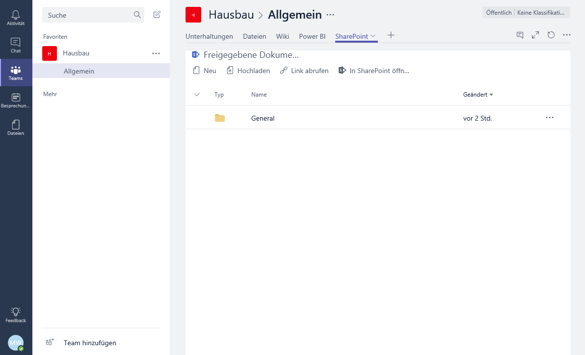 SharePoint Site in Microsoft Teams