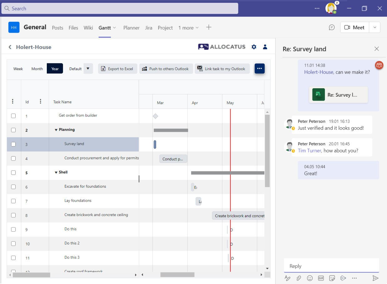 Share and discuss Microsoft Project tasks in Microsoft Teams