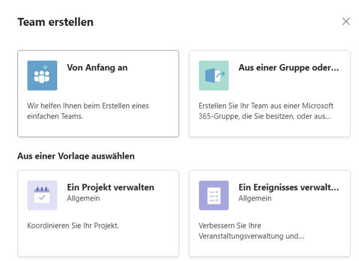 Microsoft Teams template Manage a Project