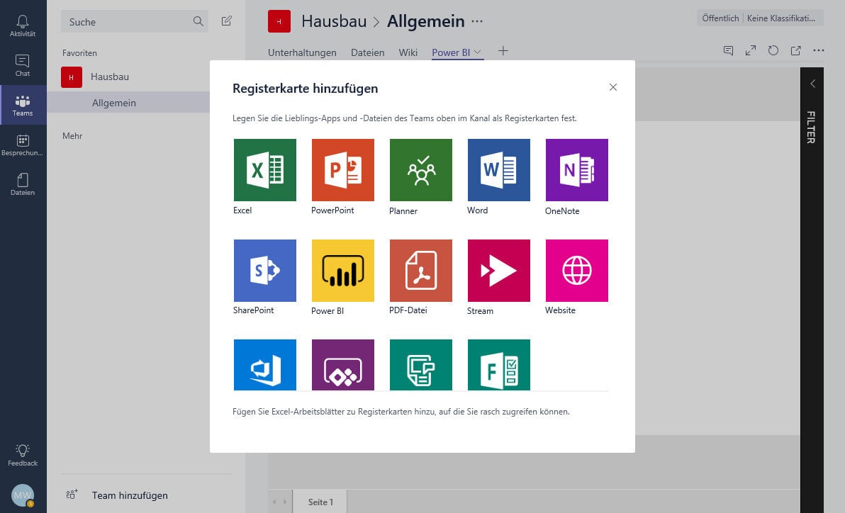 Tabs in Microsoft Teams