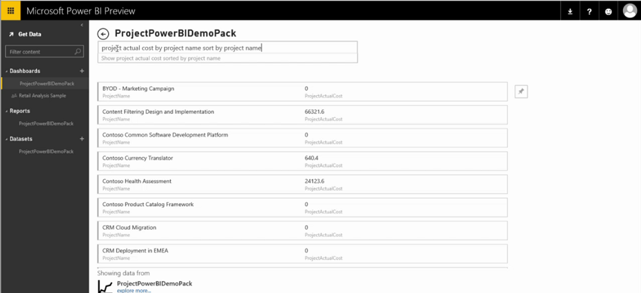 Anlegen eines Power BI Berichts für Microsoft Project Server und Project Online