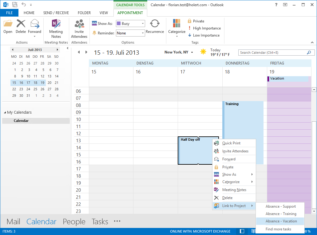 Urlaubsplanung mit Microsoft Project und Microsoft Outlook