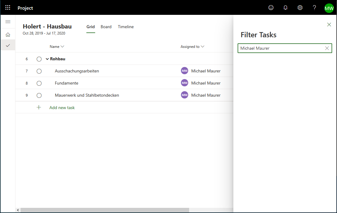 Filter Tasks Filter Tasks
