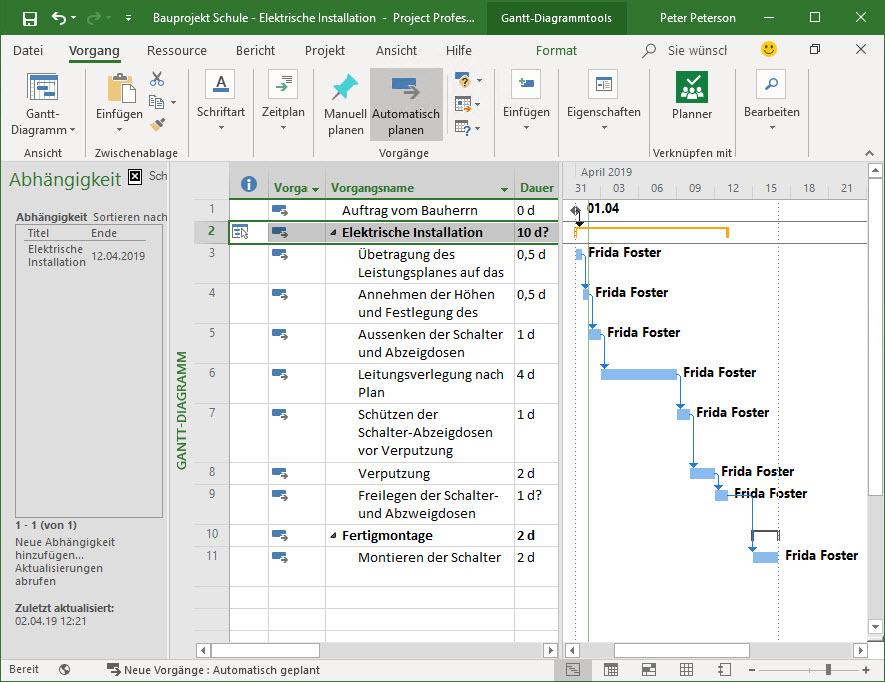 Project Server Projektplan