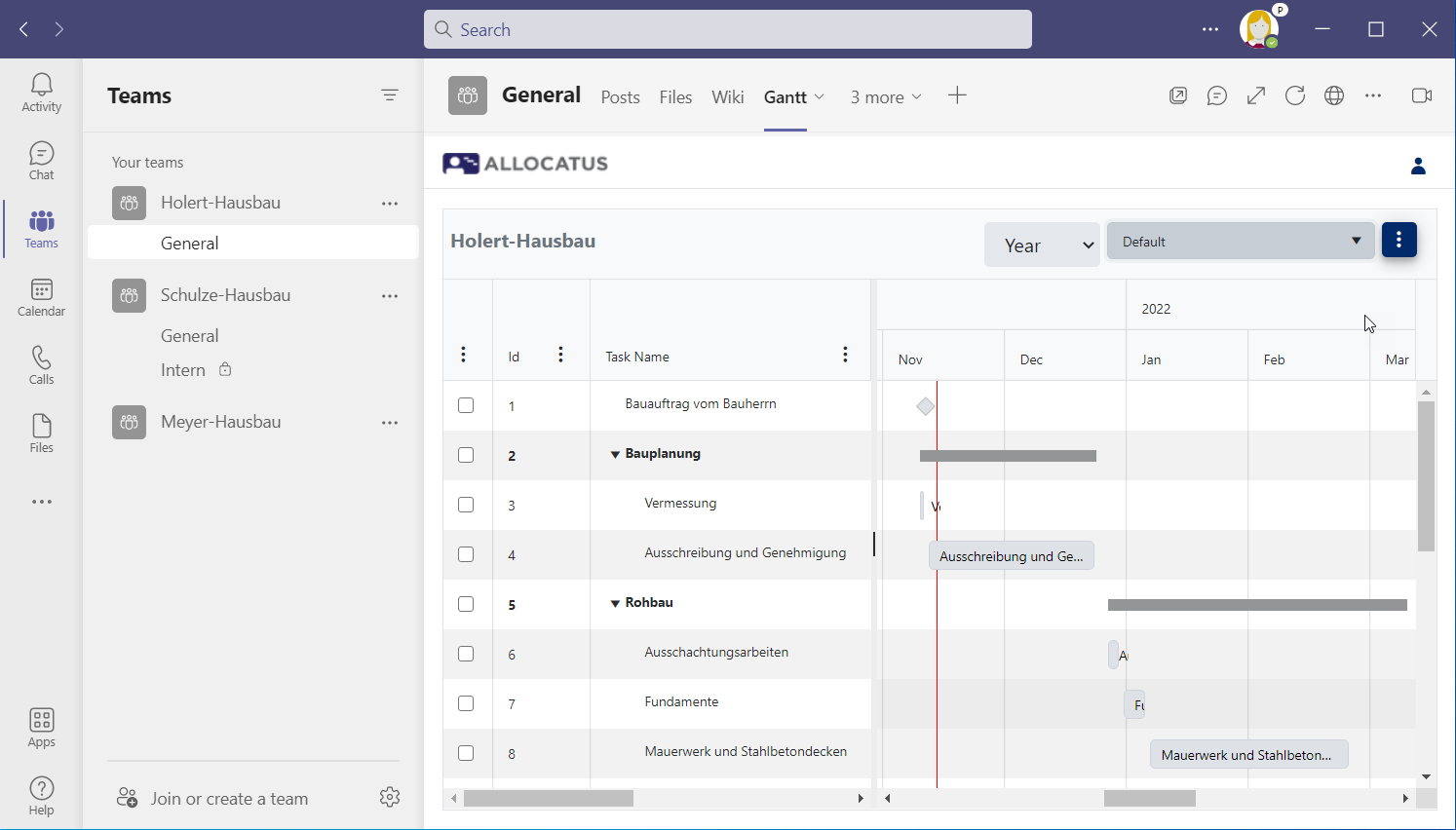 Microsoft Project Microsoft Teams Integration Gantt Chart