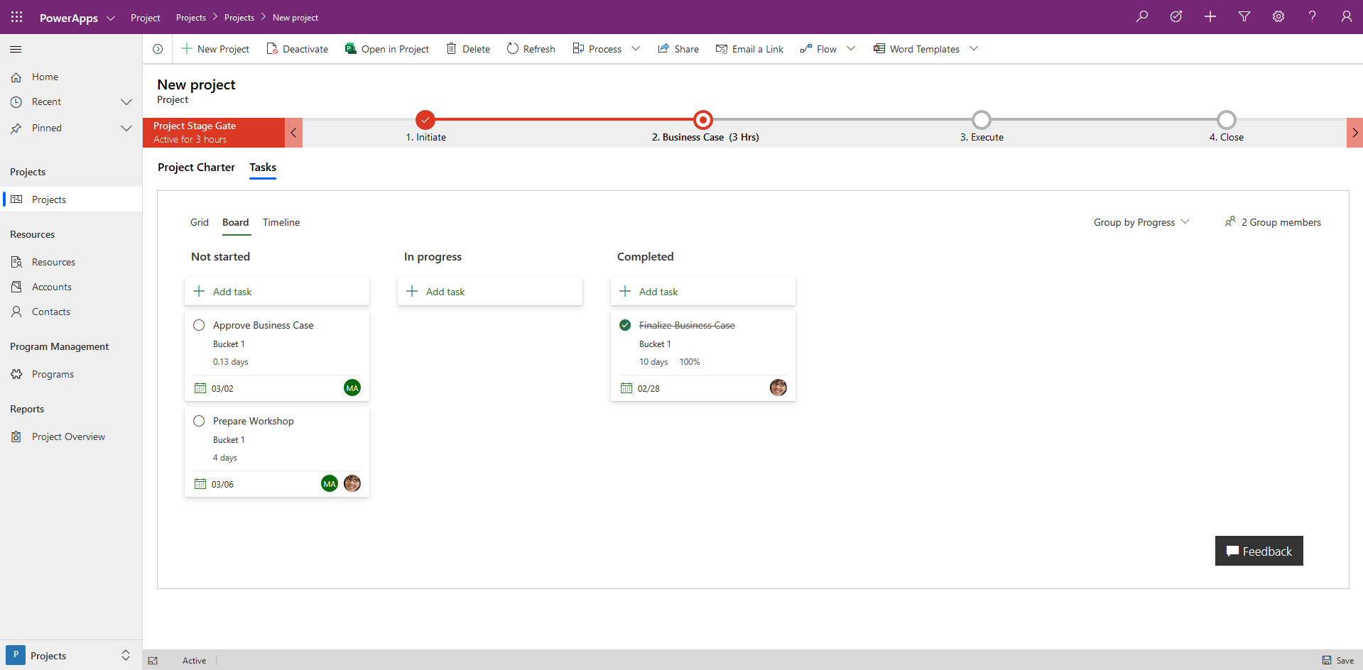 Project PowerApp Tasks Board